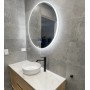 Bronte Led Round Mirror With Bluetooth Speaker and Solid Surface Stone Frame